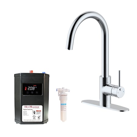 Westbrass HotMaster 3 in 1 High Arch Single Handle Kitchen Faucet Appliance W/ Single Stage Carbon Filter & Di KH31BK-26